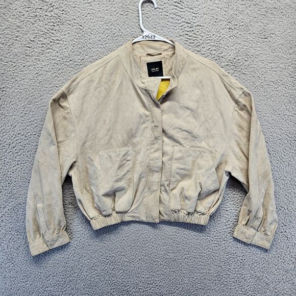 LTH JKT Jacket Womens Size Medium Beige Suede Full‎ Zip - Picture 1 of 13